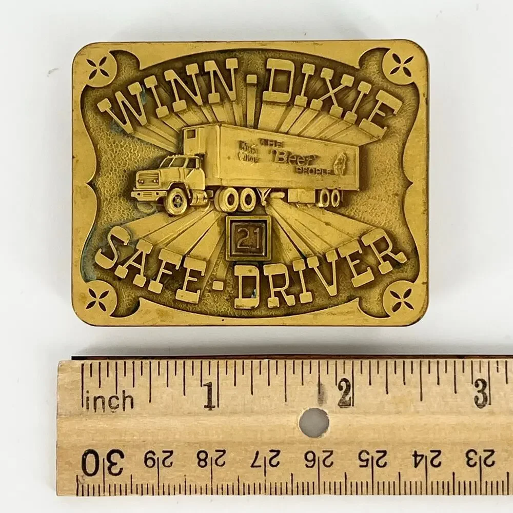 Winn Dixie Safe Driver 21 Years Belt Buckle Recognition Award Vintage